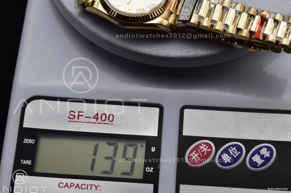 President V5 Steel Silver Best 699 DayDate vr3255 Weight) YG with Edition (Gain QF on Durable Bracelet 904L Dial 36 Roman Markers 0301